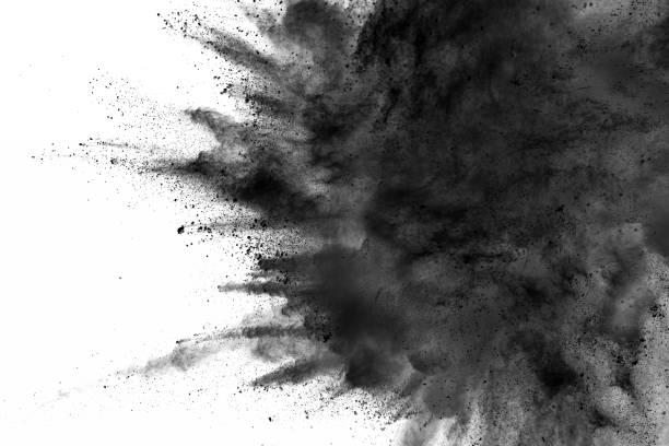 abstract black dust explosion abstract black dust explosion on white background. windspeed stock pictures, royalty-free photos & images