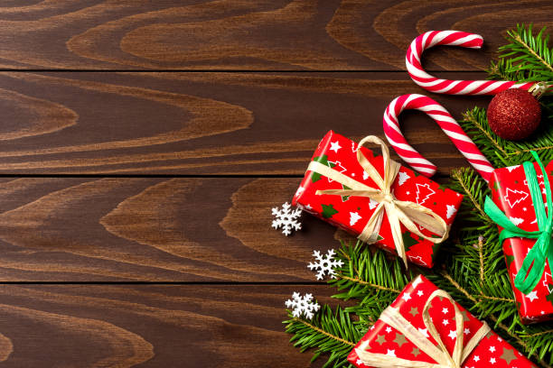 istock Christmas background with christmas tree and decorations. 874906744