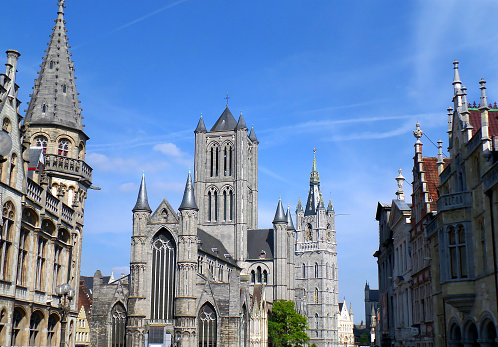 Saint Bavo's Cathedral with another Stunning Vintage Buildings in Ghent, Belgium