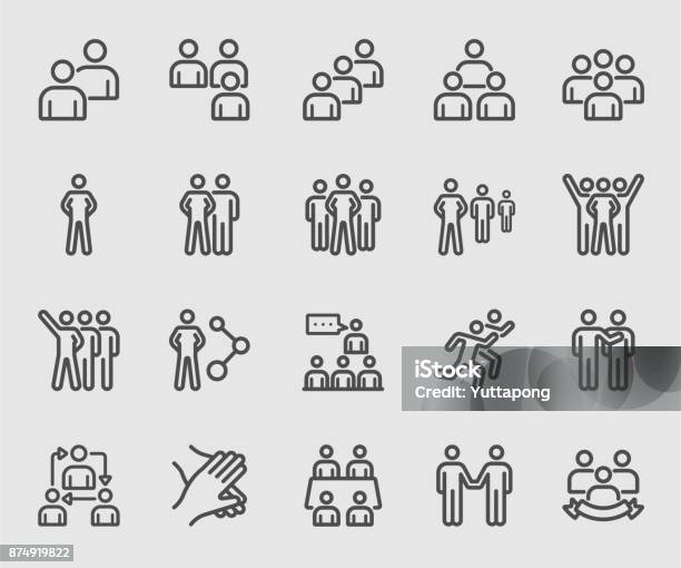 Personnes Travail Déquipe Partenariat Icône De Ligne De Succès De Léquipe Vecteurs libres de droits et plus d'images vectorielles de Employee