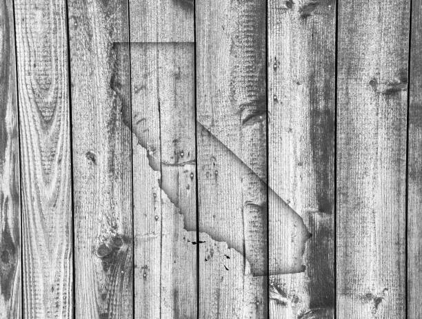 istock Map of California on weathered wood 874934048