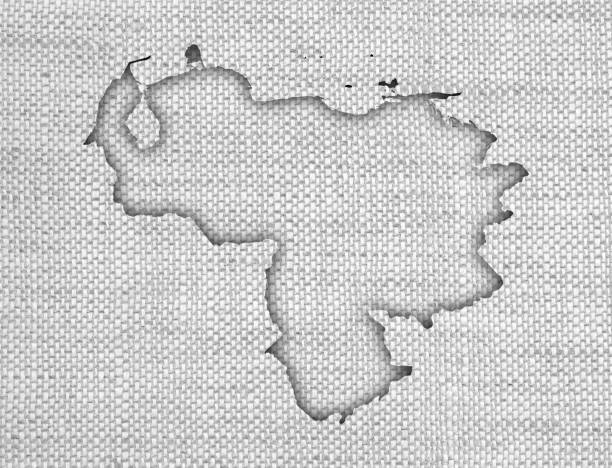 istock Map of Venezuela on old linen 874934142