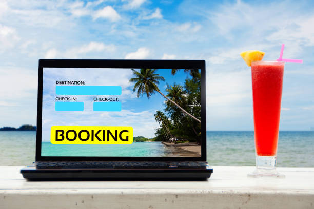 istock Travel booking concept. Accomodation via online service anywhere. 874934670