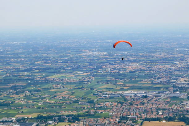 Paragliding south Bassano del Grappa stock photo