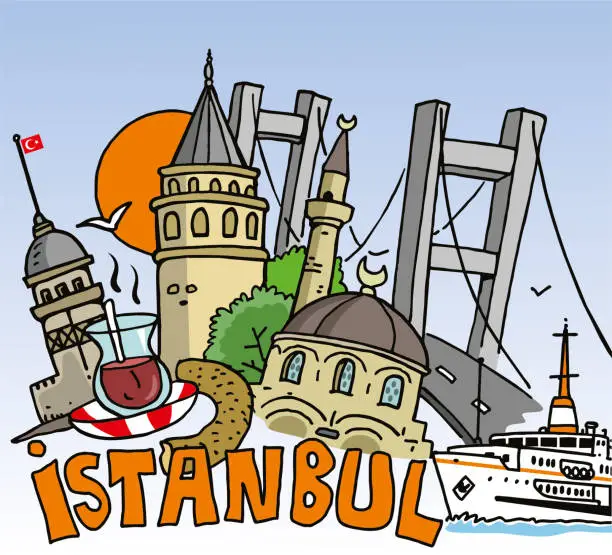 Vector illustration of İstanbul illustration drawn