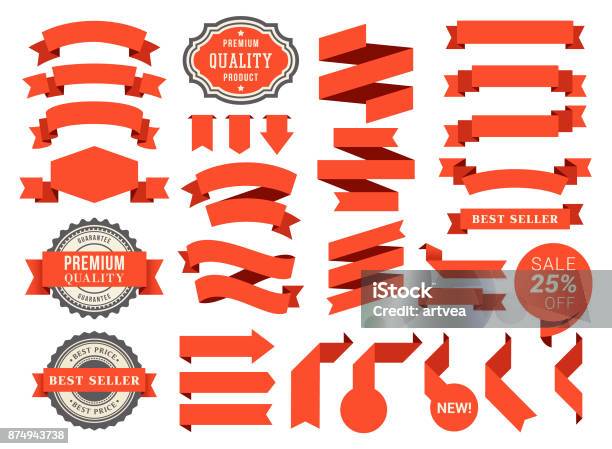 Set Of The Ribbons Stock Illustration - Download Image Now - Ribbon - Sewing Item, Award Ribbon, Banner - Sign