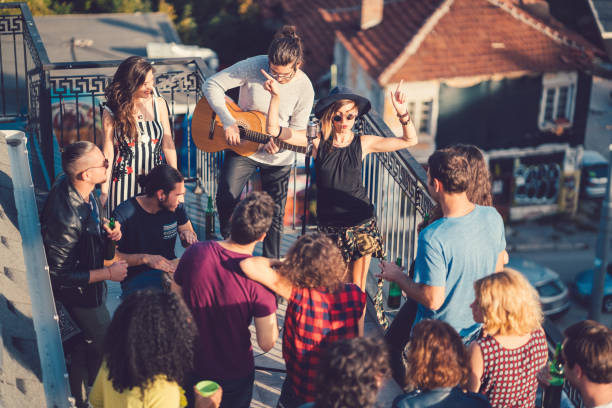 istock Music band performing on party 874951194
