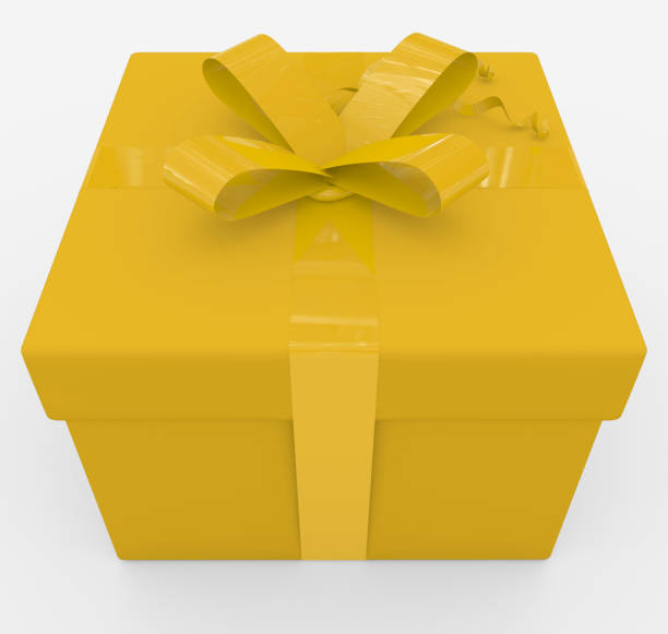 istock gift box - yellow box, yellow ribbon - isolated on white 874955888