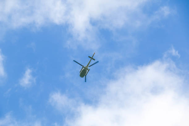 Luannan County, China - June 16, 2019: Agricultural helicopters loaded with pesticides, Luannan County, Hebei Province, China