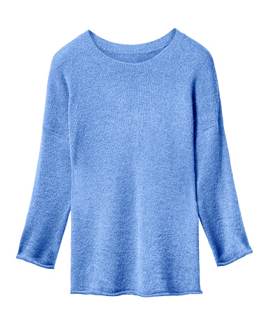 Classic Azure Blue Woman Sweater Isolated On White Stock Photo - Download Image Now Sweater, Cardigan Sweater, Blue - iStock
