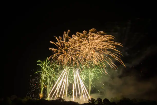 Fantastic giant fireworks display with big party