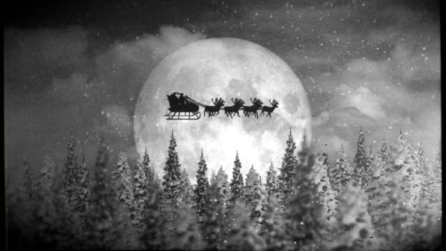 Santa and Reindeer with Old Film Look