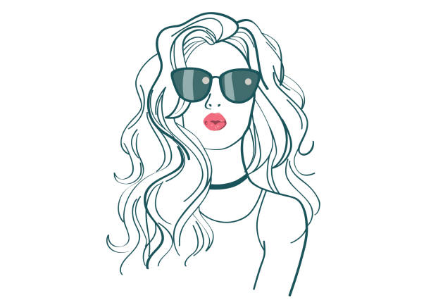 сексуальная девушка иллюстрация с очками и красными губами - босния и герцеговина иллюстрации stock illustrations