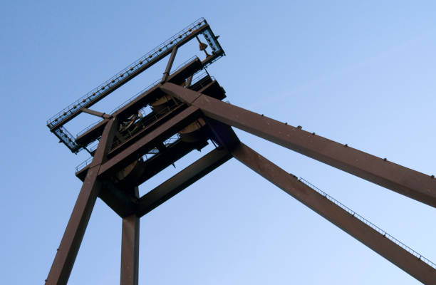 istock Germany: Extreme low angle shot of an old head frame in Eastern Thuringia 874991230