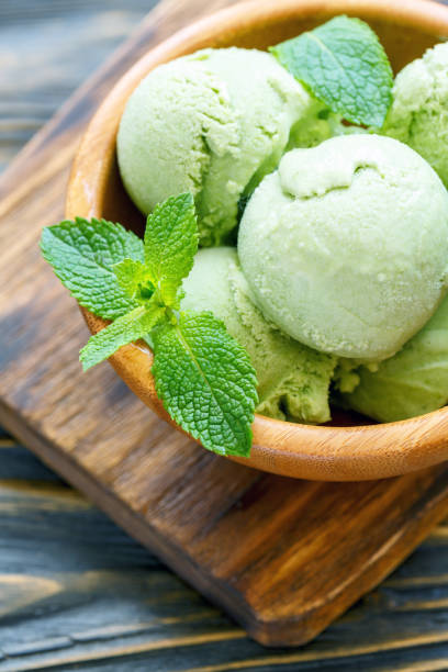 istock Balls homemade mint ice cream in a bowl. 874997930