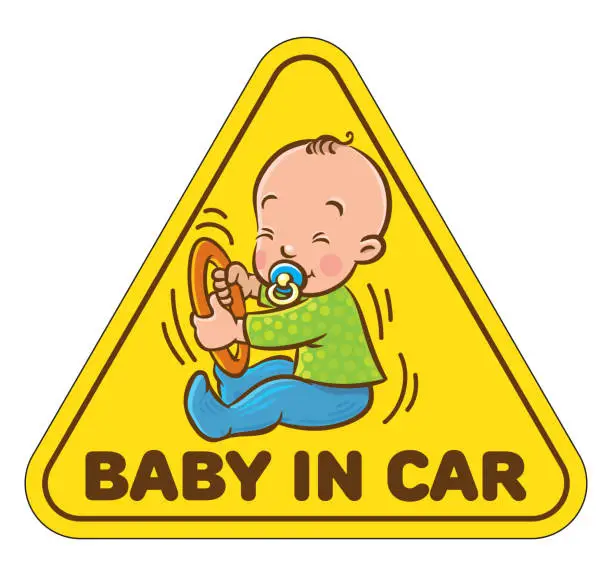 Vector illustration of Funny small baby sitting with dummy