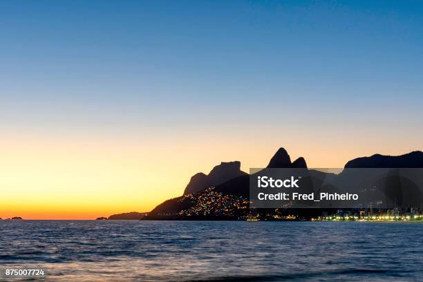 Night Arriving At The Arpoador Stone Ipanema Beach In Rio De Ja Stock Photo - Download Image Now