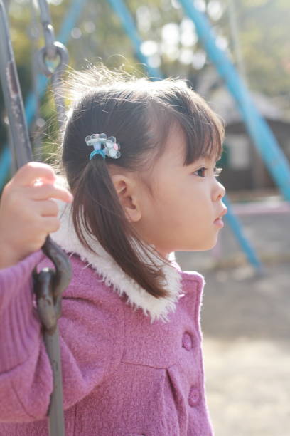 istock Japanese girl on the swing (3 years old) 875011638