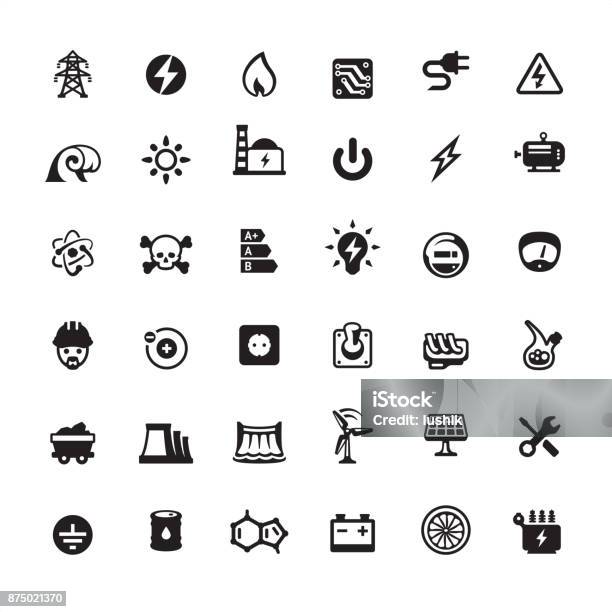 Electrical Equipment Electronics Industry Icon Set Stock Illustration - Download Image Now