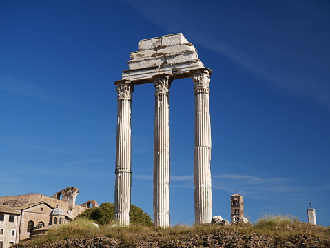 Temple of Castor and Pollux at the site of the Roman Forum, Rome, Italy