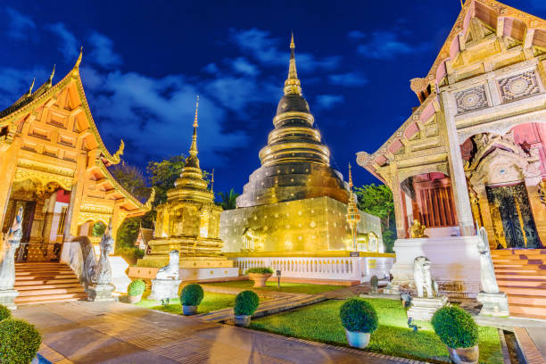 templo de wat phra sing - wat phra sing - fotografias e filmes do acervo