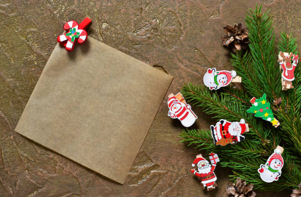 istock New Year background with space for text. Postcard with decorative clothespins. Merry Christmas and Happy New Year! 875032030