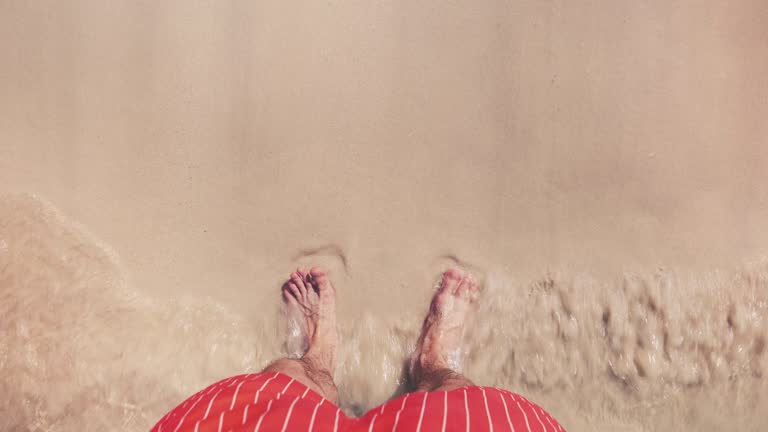 Male Tourist Standing on a Beach