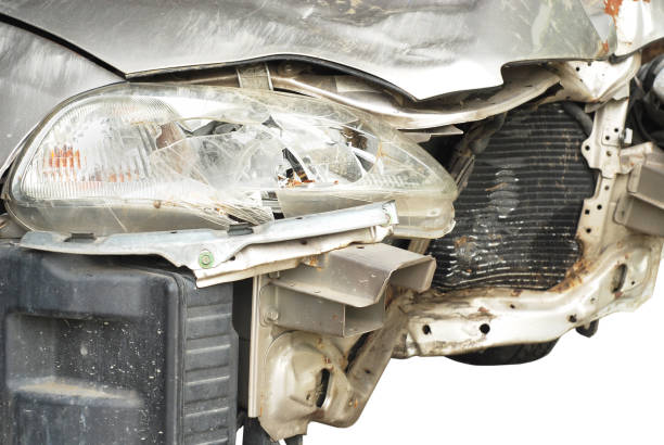 istock Car accident, damaged vehicle at front side after crash 875064960