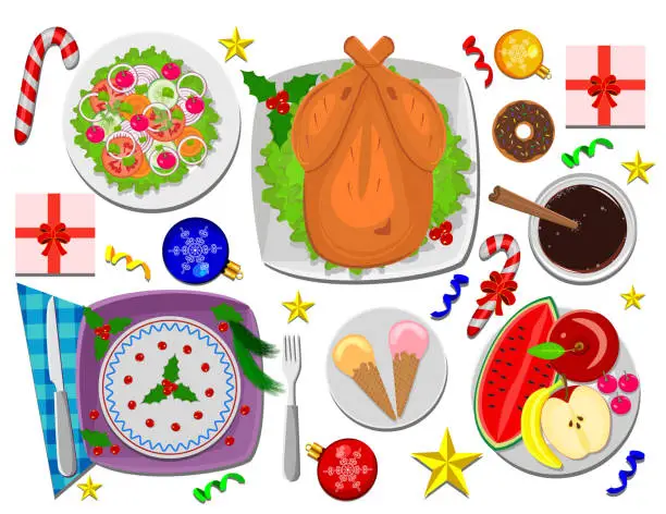 Vector illustration of Christmas Dinner