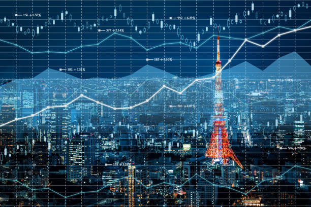 背景株式市場と金融経済 - stock market stock exchange city global finance ストックフォトと画像