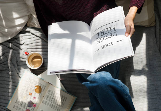 Aerial view of woman reading a book