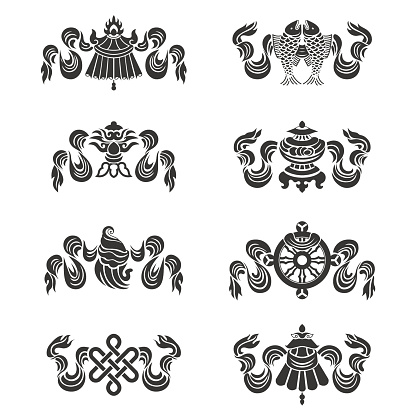 Eight Auspicious Treasures In Buddhism02 Stock Illustration - Download  Image Now - Buddhism, Symbol, Luck - iStock