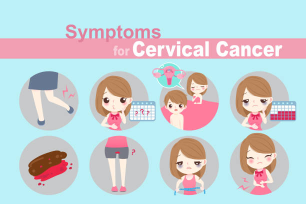woman with cervical cancer woman with cervical cancer on the blue background woman ovarian cancer stock illustrations