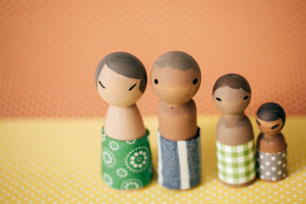 Multi-ethnic wooden family