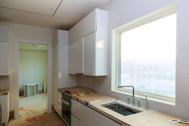 istock Interior design construction of a kitchen with cooker extractor 875097412