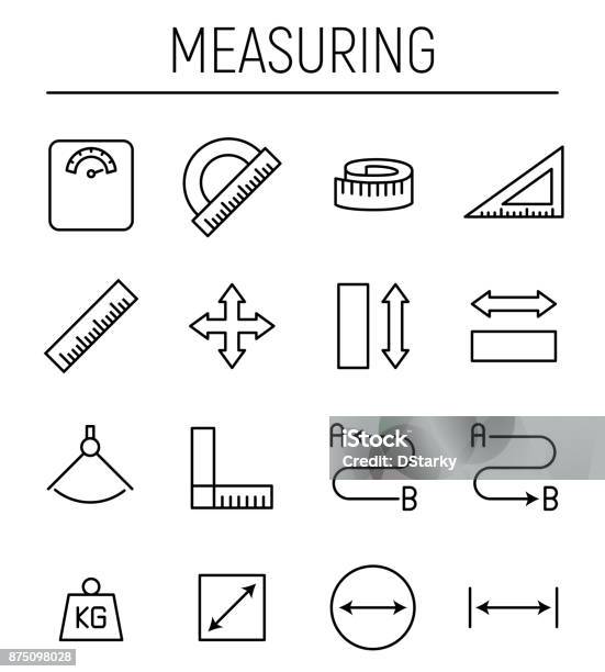 Ensemble Dicônes Mesure Dans Un Style Moderne Ligne Mince Vecteurs libres de droits et plus d'images vectorielles de Icône