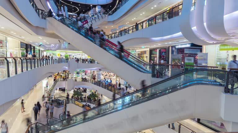 Time Lapse of Shopping Mall Escalator