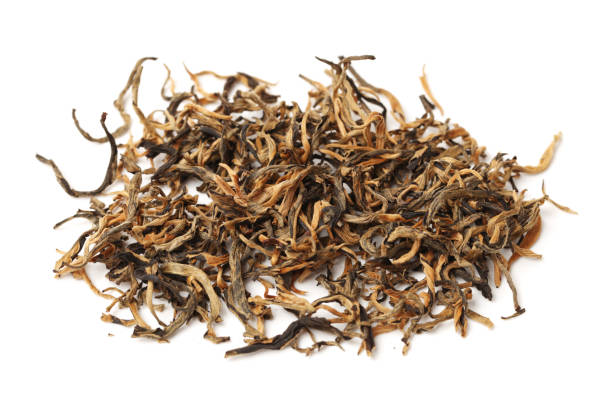 중국 녹차, 자스민 차 흰색 배경에 고립 - jasmine tea leaf dry green tea 뉴스 사진 이미지