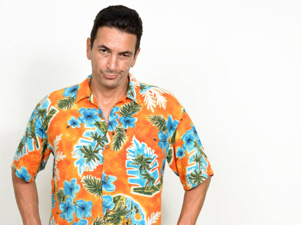 istock Mature handsome tourist man ready for vacation against white background 875113958