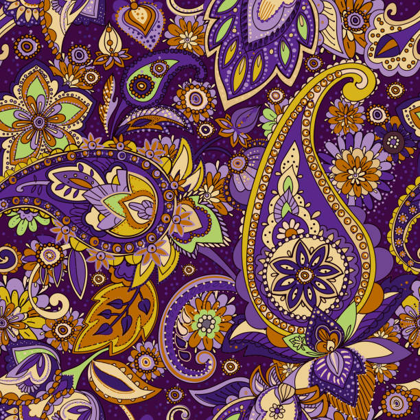 summerp02 Seamless pattern based on traditional Asian elements Paisley. bedpan stock illustrations