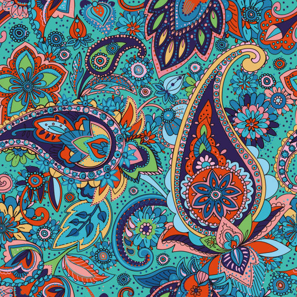 summerp04 Seamless pattern based on traditional Asian elements Paisley. bedpan stock illustrations