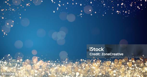 황금과 실버 크리스마스 메리 크리스마스 또는 시즌 인사말 메시지 밝은 장식 블루 바탕에 불 우아한 휴가 시즌 사회 디지털 카드 게시 텍스트 또는 로고에 대 한 형식의 공간 복사 배경-주제에 대한 스톡 사진 및 기타 이미지