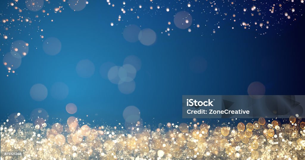 golden and silver xmas lights on blue background for merry christmas or season greetings message,bright decoration.Elegant holiday season social post digital card.Copy type space for text or logo golden and silver xmas lights on blue background for merry christmas or season greetings message,bright decoration.Elegant holiday season social post digital card.Copy type space for text or logo. Backgrounds Stock Photo