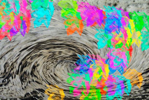 istock autumnal painted leaves with whirl wind 875130874