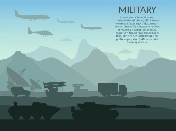 militär armee große reihe von base infografiken hintergrund - military land vehicle armored vehicle tank war stock-grafiken, -clipart, -cartoons und -symbole