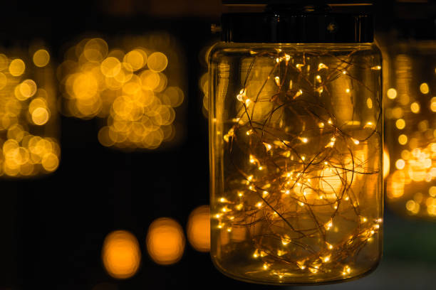 istock Light lamp decor in christmas day on bokeh background. 875140494