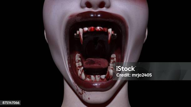 Halloween Vampier Mond Stockfoto en meer beelden van Hoektand - Dierentand - Hoektand - Dierentand, Halloween, Schreeuwen