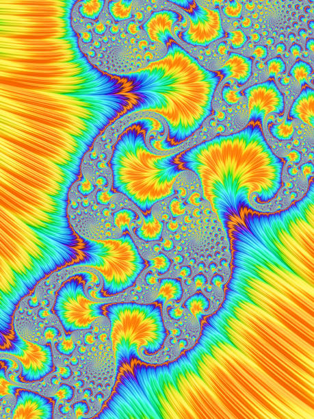 istock Abstract rainbow swirls. Peacock feather ornament. Spiral plumage pattern 875153746