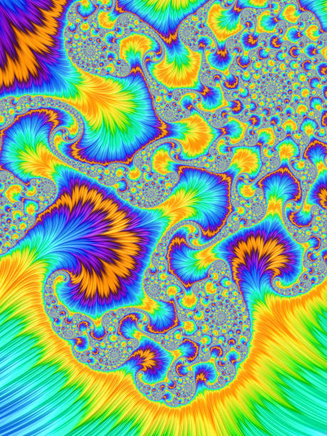 istock Abstract rainbow swirls. Peacock feather ornament. Plumage spiral pattern 875153786