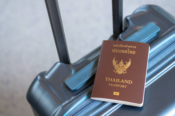 istock Thai passport on suitcase, Travel concept 875154266